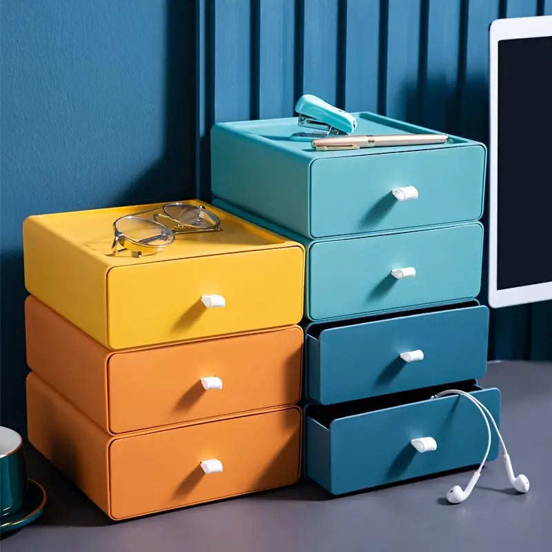 Stackable Open Desk Drawer Organizer in Four Colors