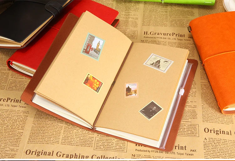 Vintage PU Leather Travel Journal with Strap, A6
