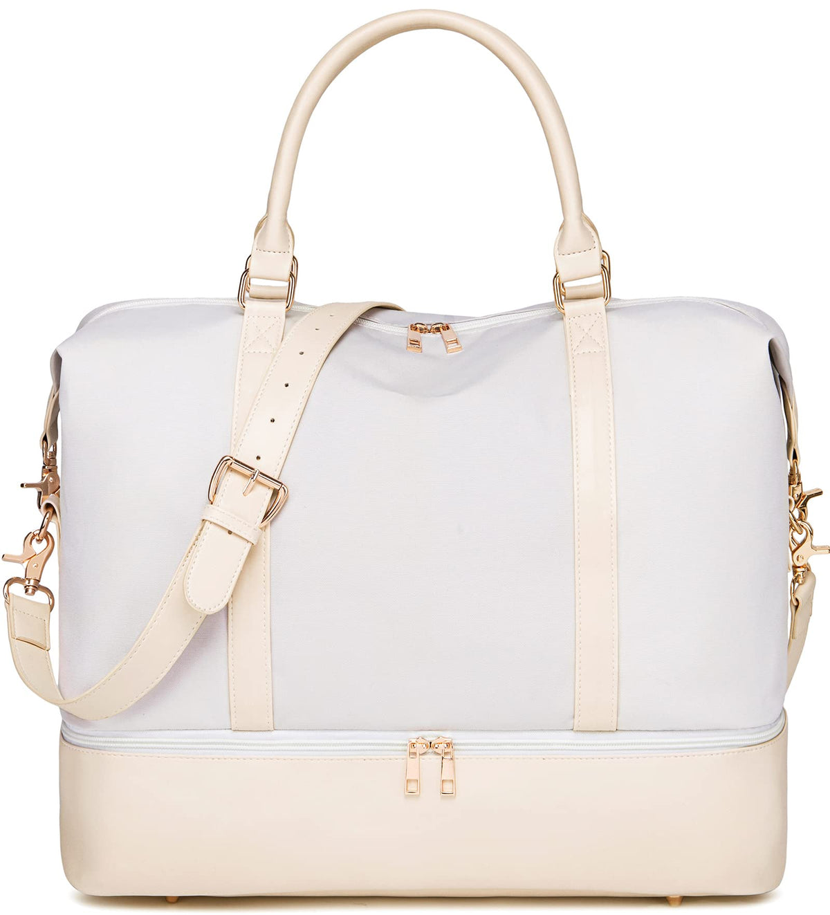 Oxford Weekender Tote with Shoe Compartment and Laptop Space, Beige