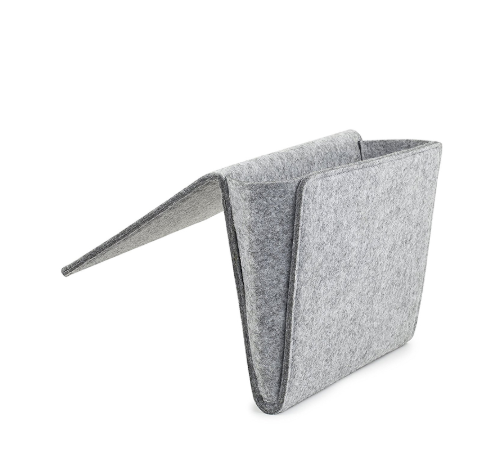 Hanging Felt Bedside Storage Pocket, 28 x 22 cm, Light Grey