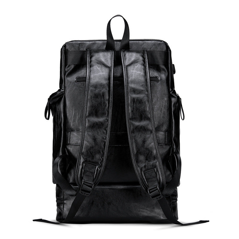 Men's PU Leather Travel Backpack, 45 x 38 x 10 cm