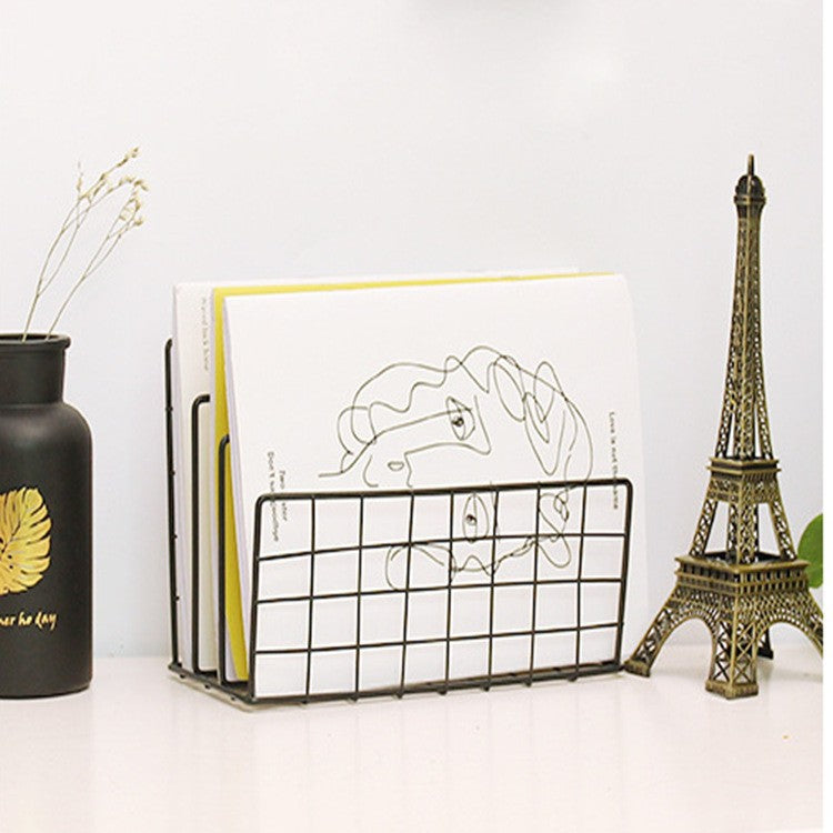 Multi-Layer Iron Desktop Book Organizer, 24 × 12 × 15.1 cm