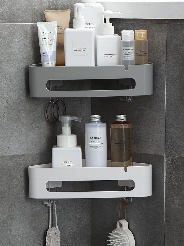 No-Drill Plastic Towel Rack, Triangle or Long, White or Gray