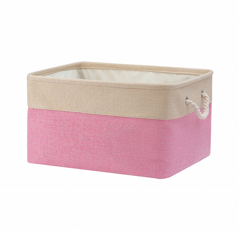 Collapsible Cotton Linen Storage Bin with Handles, 18L