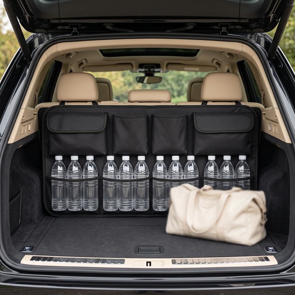 Oxford Cloth Car Storage Net Pocket with 3 Compartments