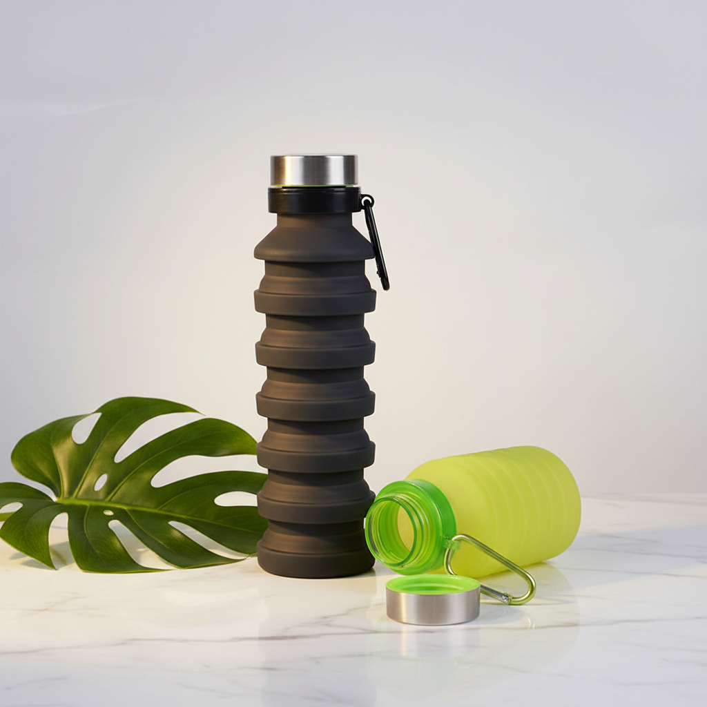 Collapsible Silicone Sports Water Bottle, 4 Colors