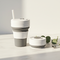 Collapsible Silicone Travel Cup with Lid and Straw, 12 oz