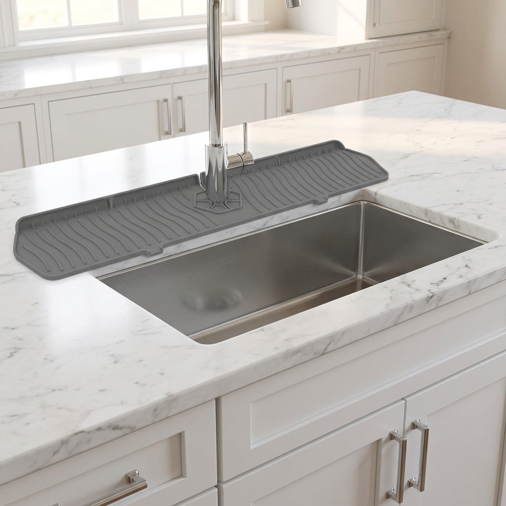 Corrected faucet splash guard lifestyle image