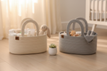Cream & Grey Rope Diaper Caddy Baskets – EVERVESTA Luxury Nursery