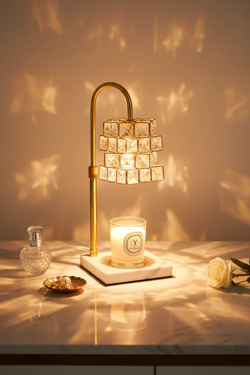 Crystal Tile Chandelier Candle Warmer Lamp – EVERVESTA Luxury