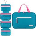 Hanging Toiletry Bag with Clear Pockets, Teal and Hot Pink