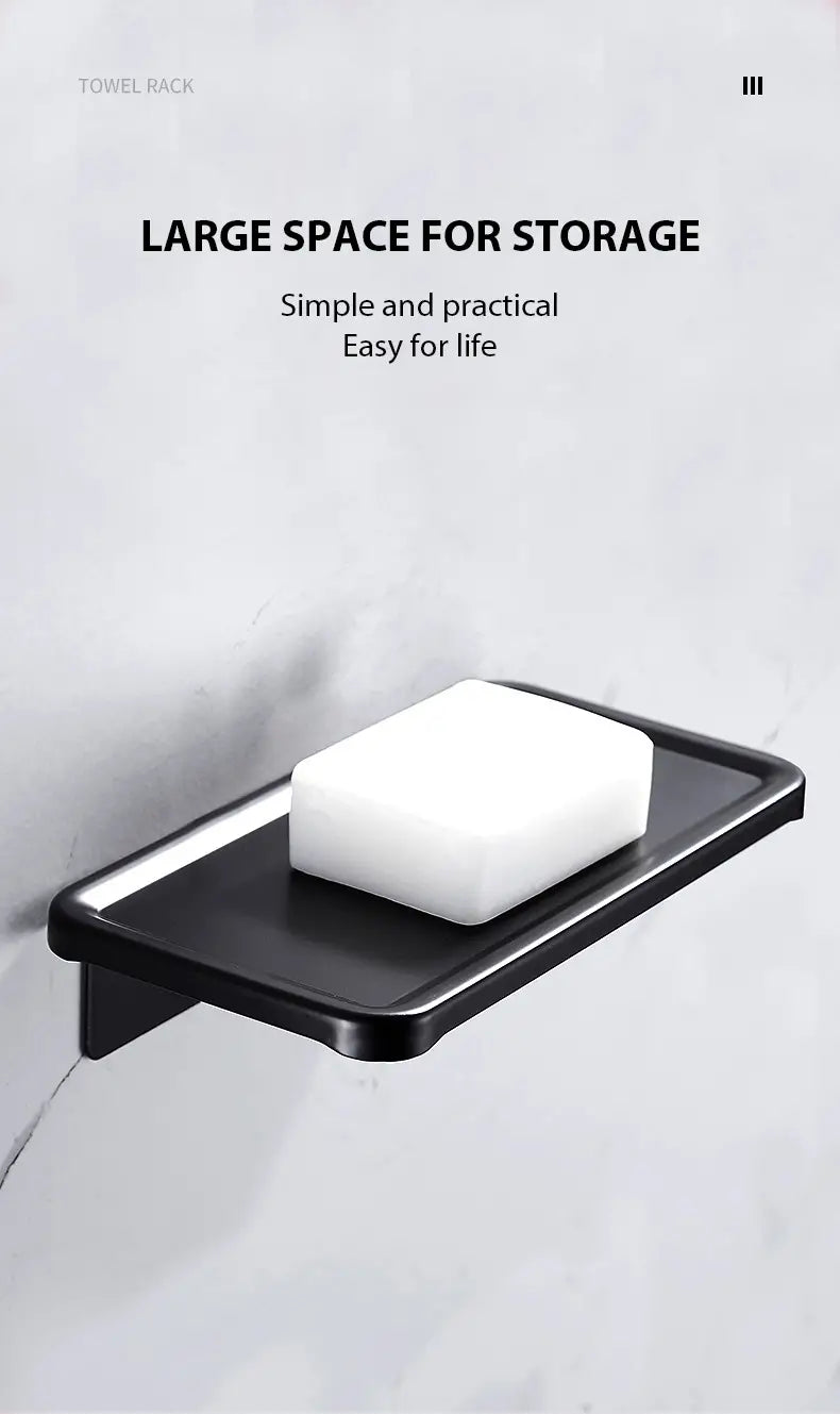 No-Drill Aluminum Towel and Toilet Paper Holder, Black or White