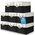 Collapsible Polyester Fabric Storage Bins with Handles, 8 Pack