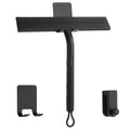 Compact Silicone Shower Squeegee with 2 Hooks, 8.5 in, Black