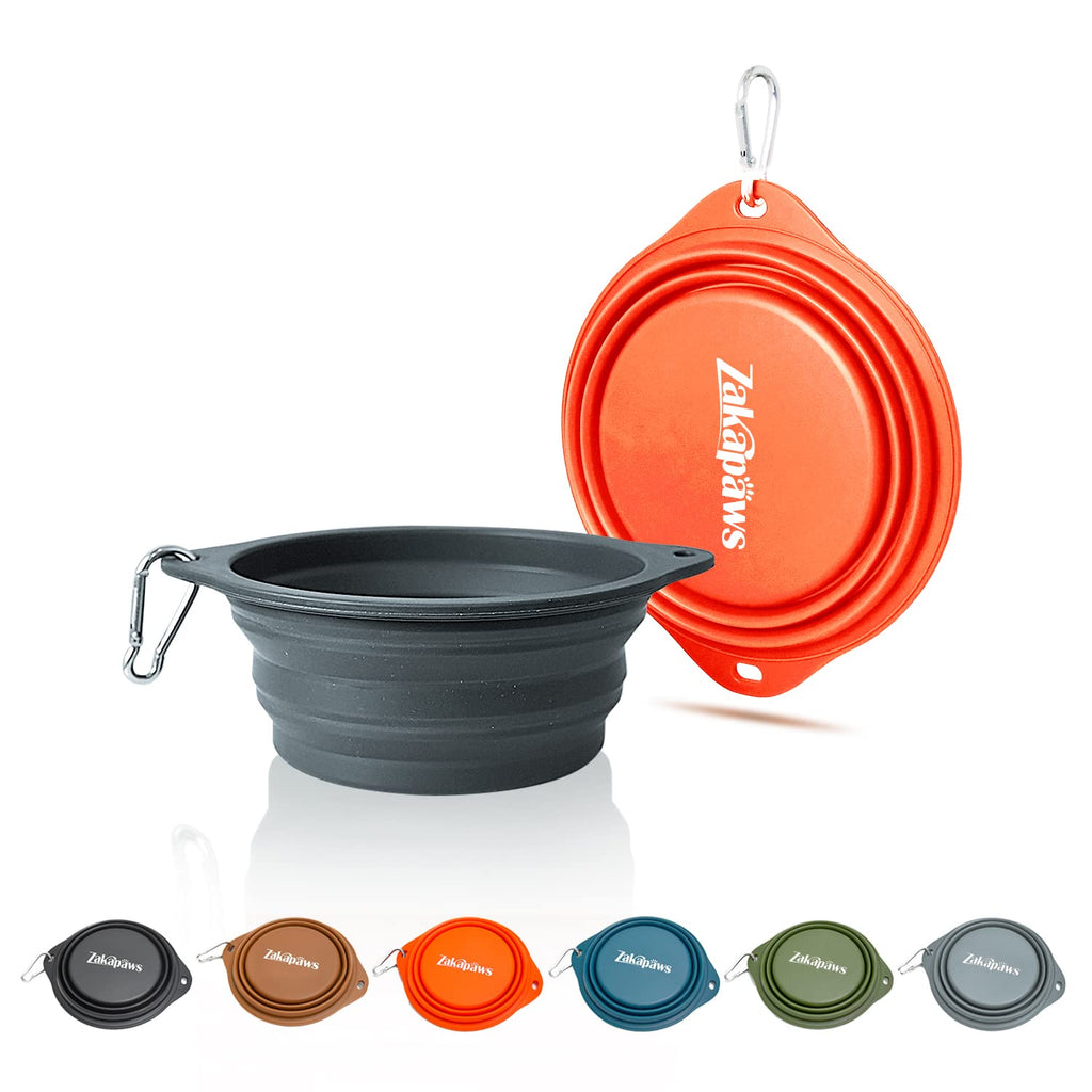 Collapsible Rimless Silicone Dog Travel Bowls, Set of 2