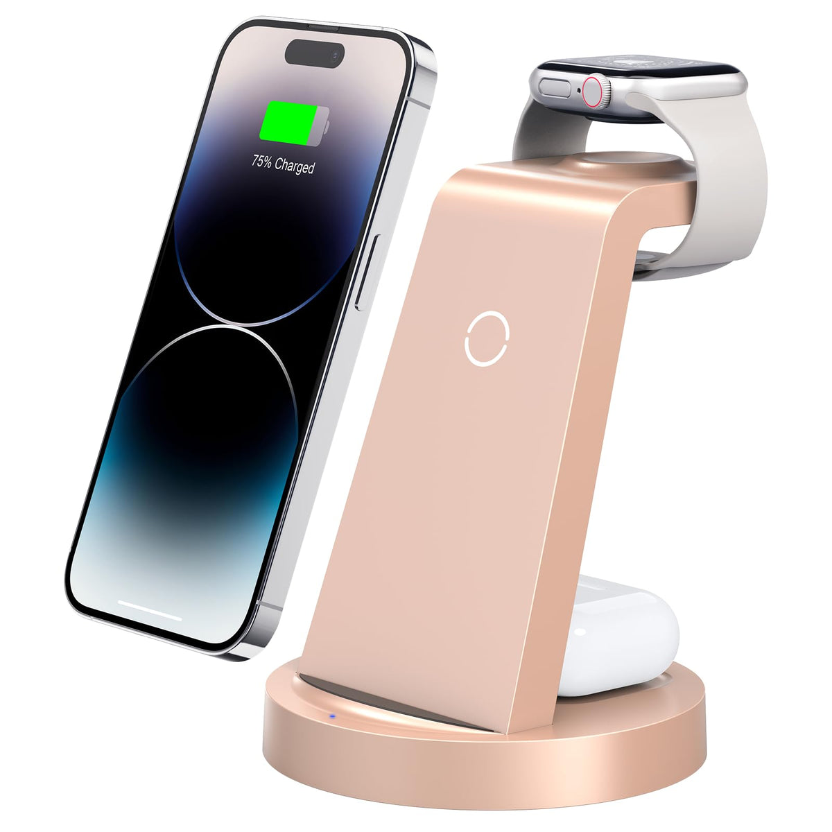 3-in-1 Wireless Charging Station with 18W Adapter, Rose