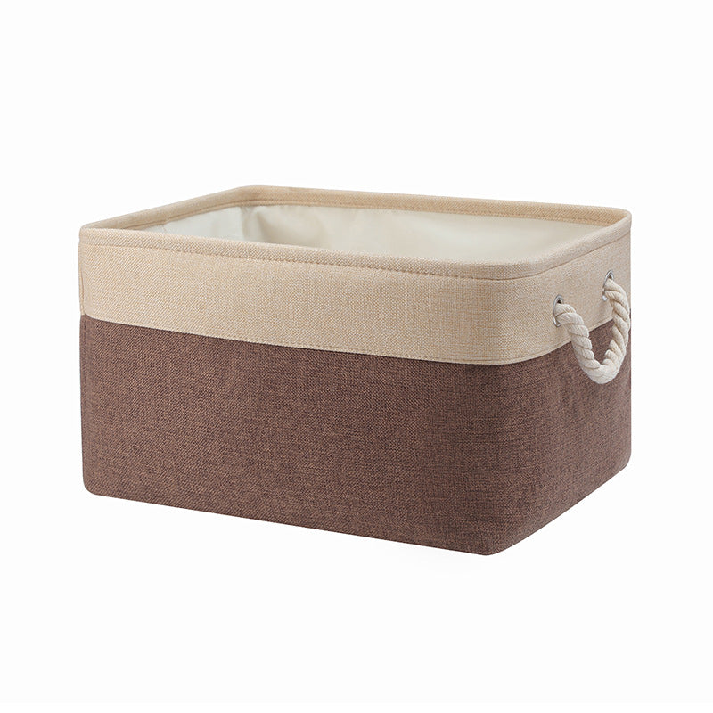 Collapsible Cotton Linen Storage Bin with Handles, 18L