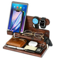 Wood Phone Docking Station and Nightstand Organizer, Brown