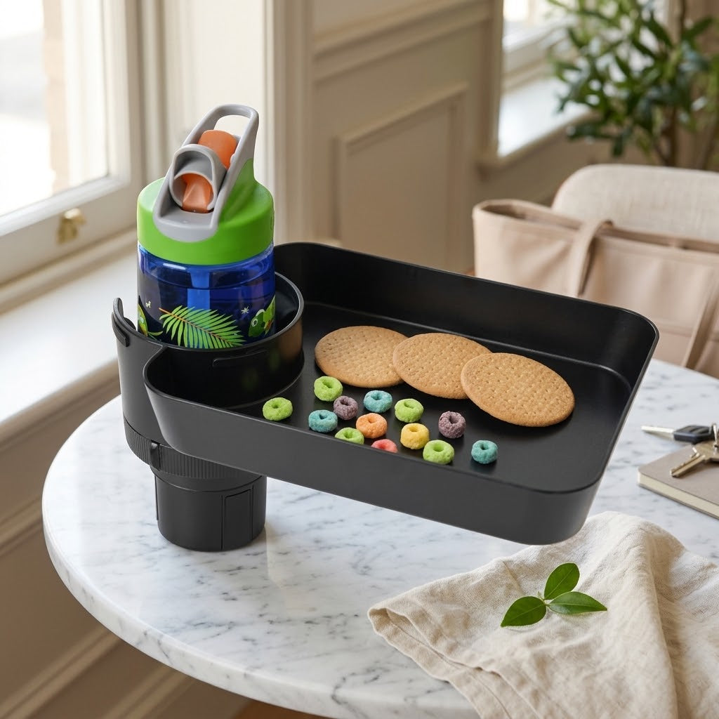 Adjustable Car Seat Snack Tray with 360-Degree Rotation