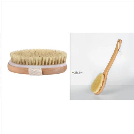 Wooden Bath Brush with Natural Bristles, Wet or Dry Use
