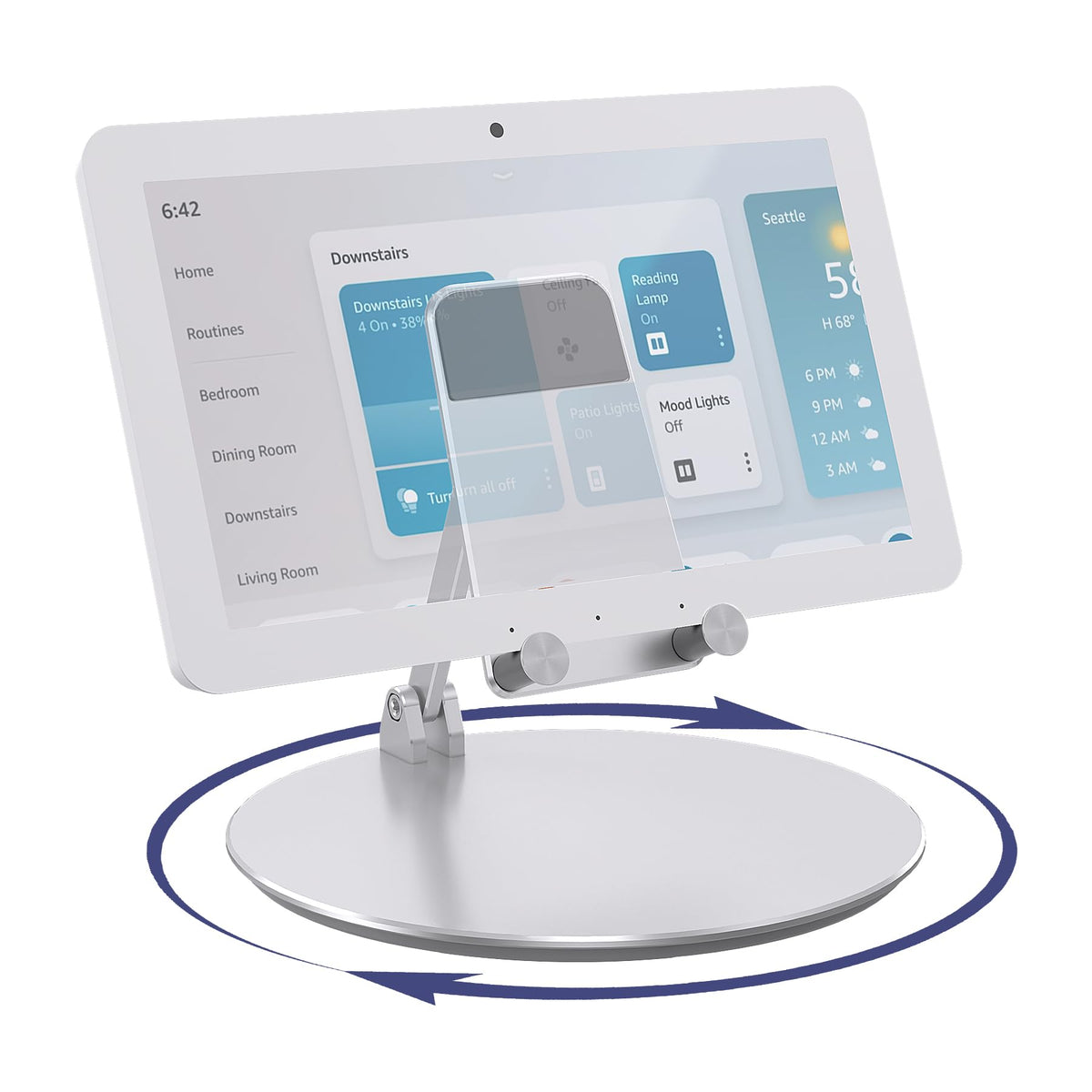 Rotating and Tilting Aluminum Stand for Smart Display, Silver