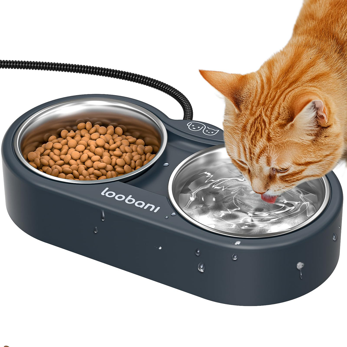 Heated Outdoor Cat Bowl for Winter Food and Water, 47 oz