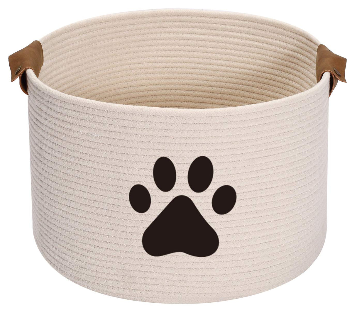 Round Woven Rope Pet Toy Basket, 15.7 x 10.6 in, Beige