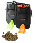 Drawstring Dog Treat Bag with Carabiner and Pick-Up Bags, Grey and Green