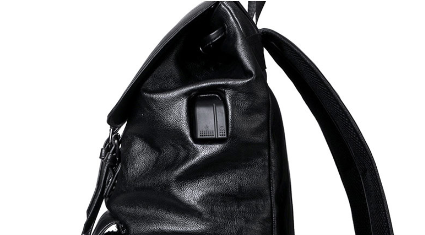Men's PU Leather Travel Backpack, 45 x 38 x 10 cm