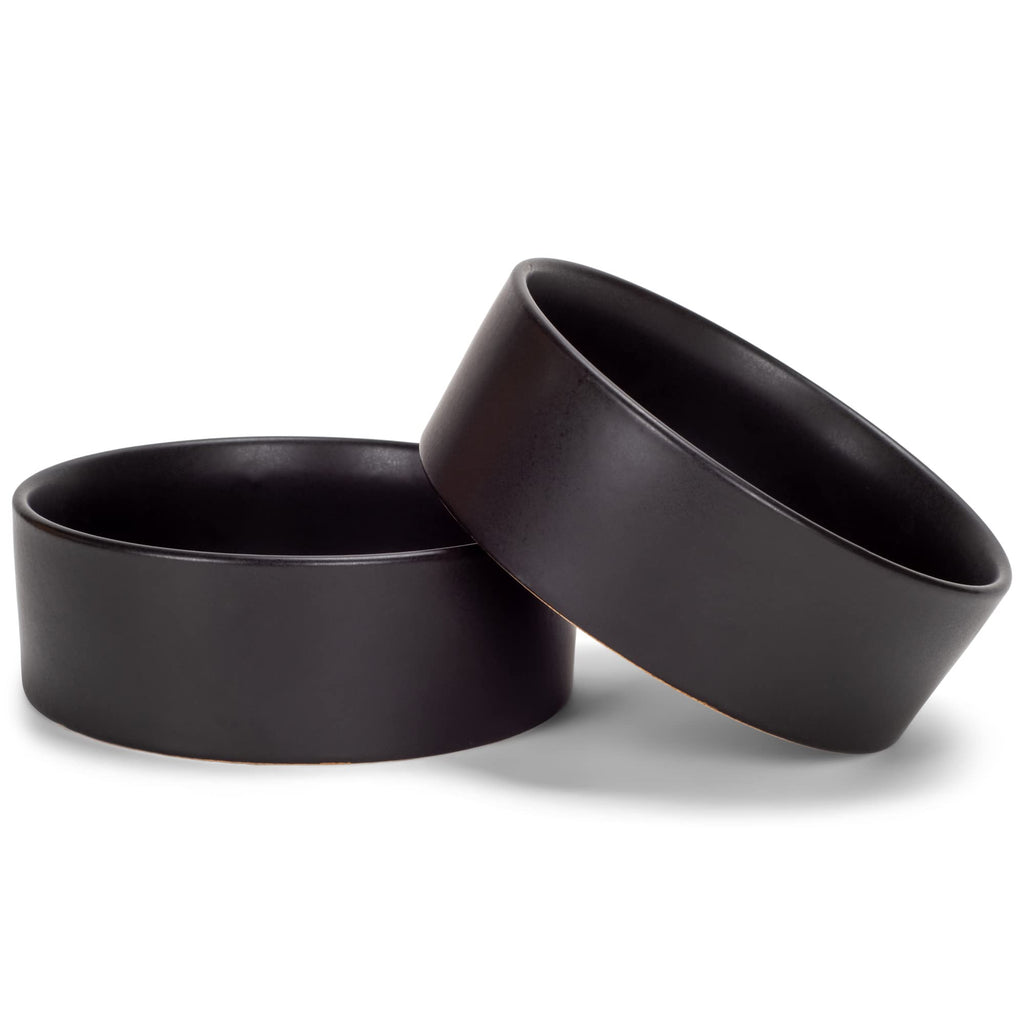 Small Matte Stoneware Pet Bowls, 5 in, Set of 2, Black