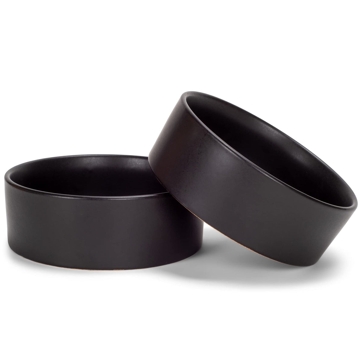 Small Matte Stoneware Pet Bowls, 5 in, Set of 2, Black