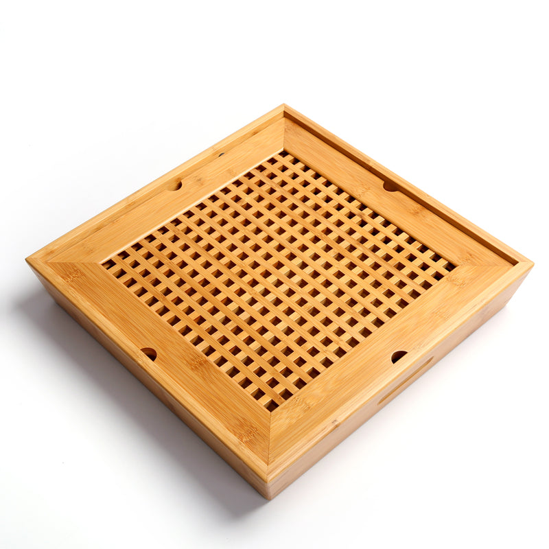 Square bamboo tea tray