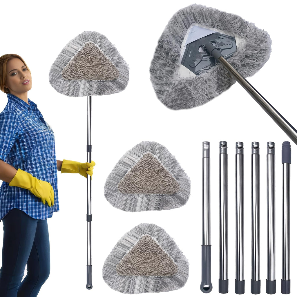 2-in-1 Wall and Ceiling Cleaning Mop with 100 in Pole and Chenille Pads