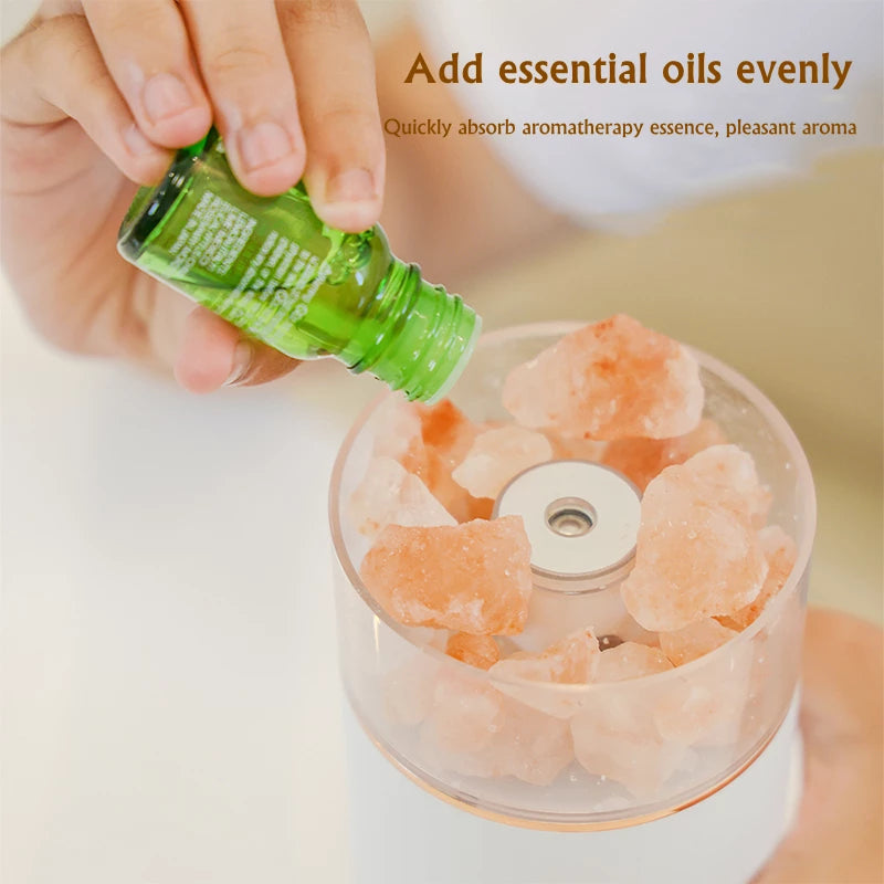 Himalayan Salt Stone Diffuser and Humidifier with LED Light, Pink