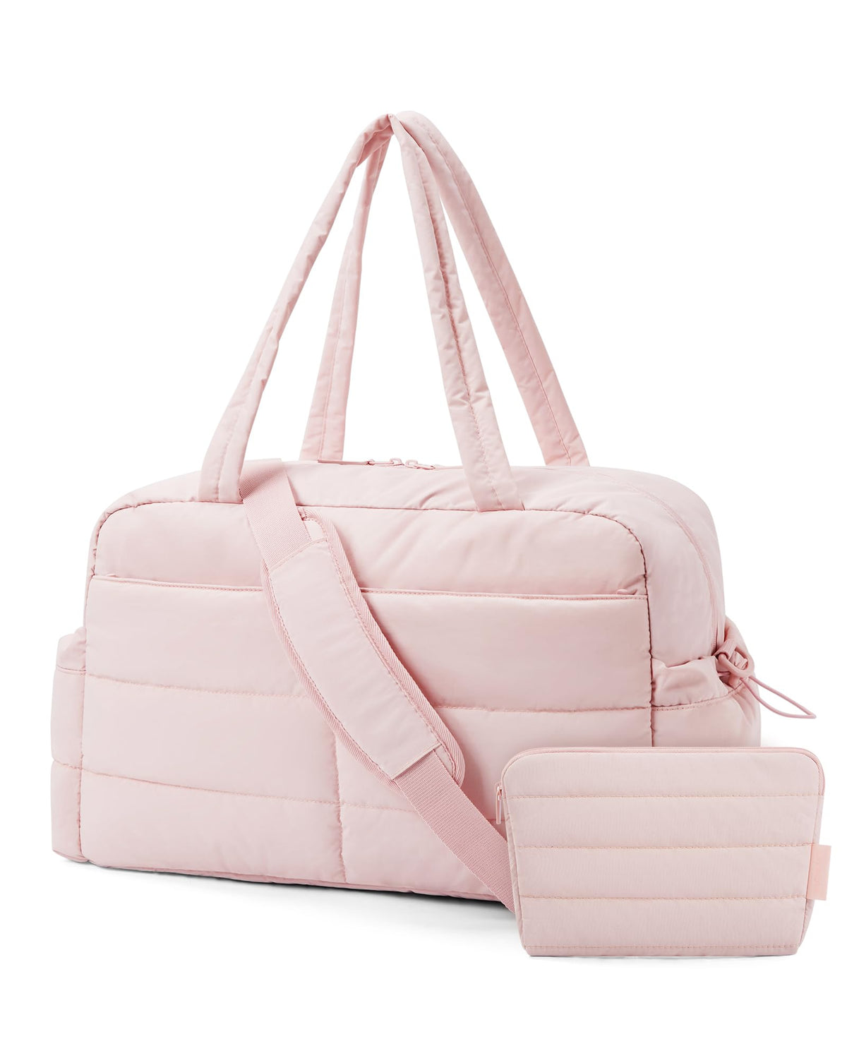 Quilted Puffer Duffel Bag, 31L, Baby Pink