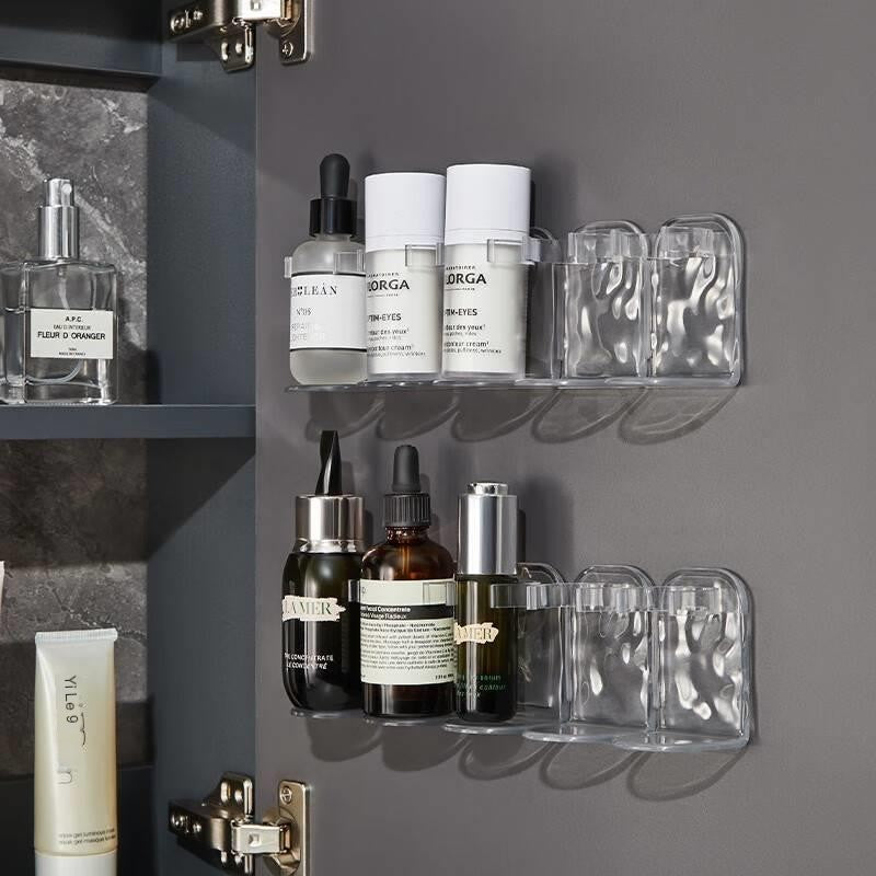 Clear Glacier-Pattern Bathroom Organizer for Toothbrushes and Skincare