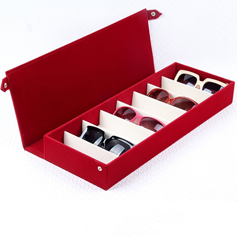 8-Grid Velvet Sunglasses Organizer Box, 48.5 x 18 cm