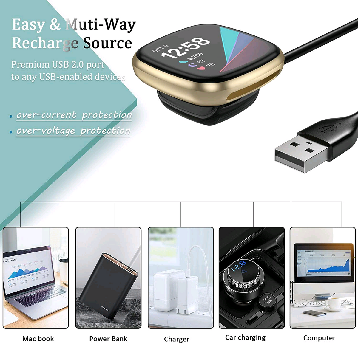 Wireless Watch Charging Cable Dock, TPE and TPU