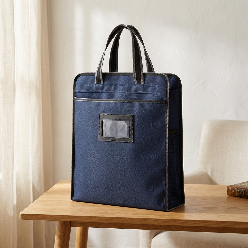 Oxford Cloth Document Bag, Large Capacity, Two Compartments