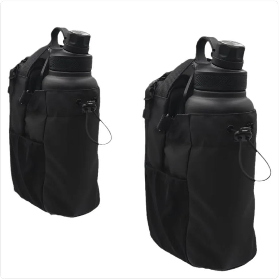 Magnetic Water Bottle Bag for Gym and Outdoor Use, Black Oxford Cloth
