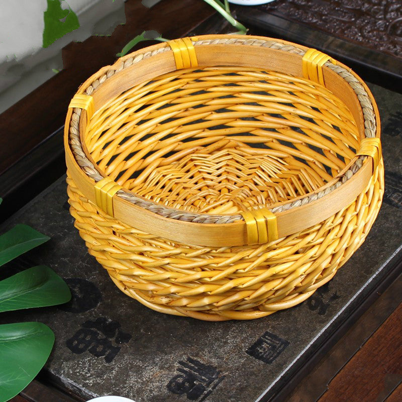 Round Woven Cane Basket Tray, 4 Sizes, 4 Colors