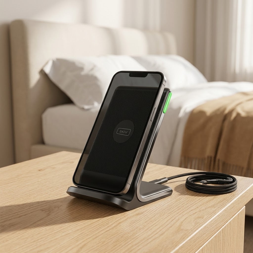 15W Wireless Charging Pad with Adaptive Night Light, Black