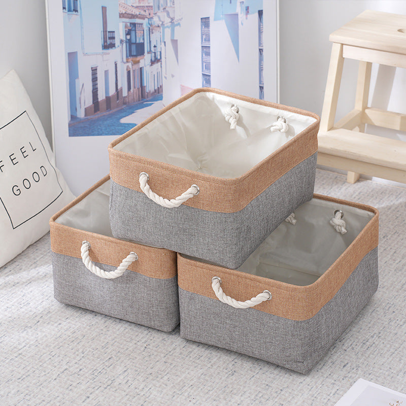 Collapsible Linen Storage Bin with Handles, 3 Sizes
