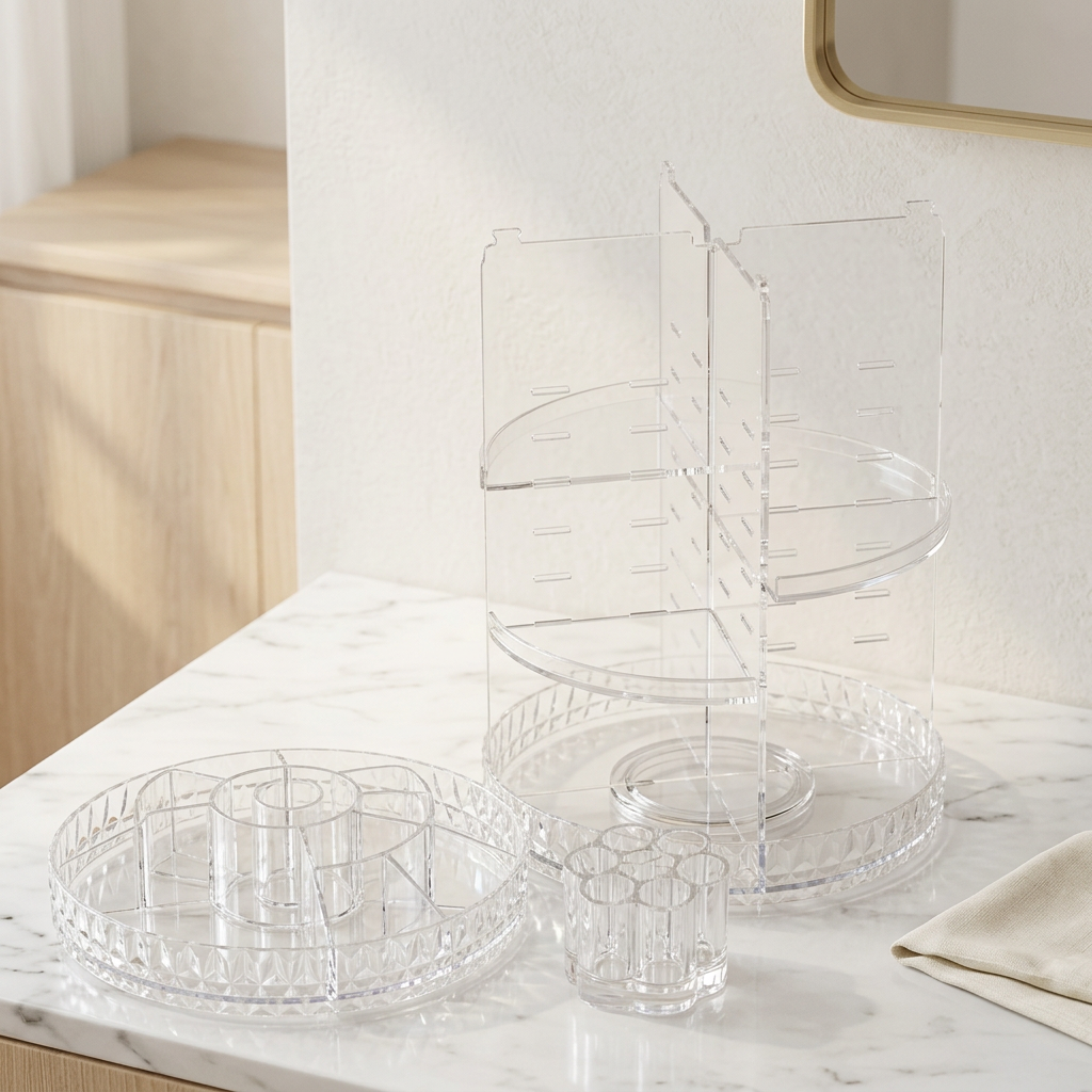 360-Degree Rotating Acrylic Makeup Organizer, 23 x 23 x 30 cm