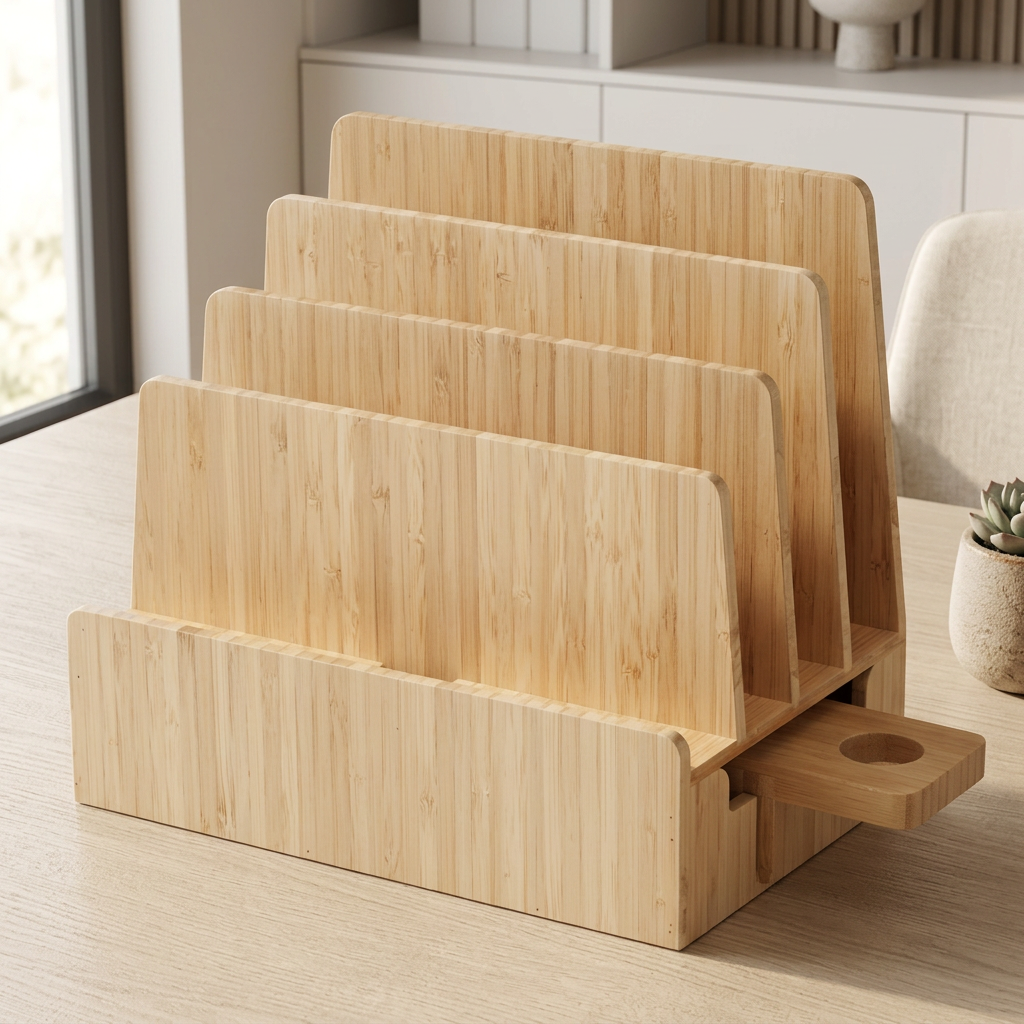 Slim Bamboo Charging Station with Watch Charger Adapter