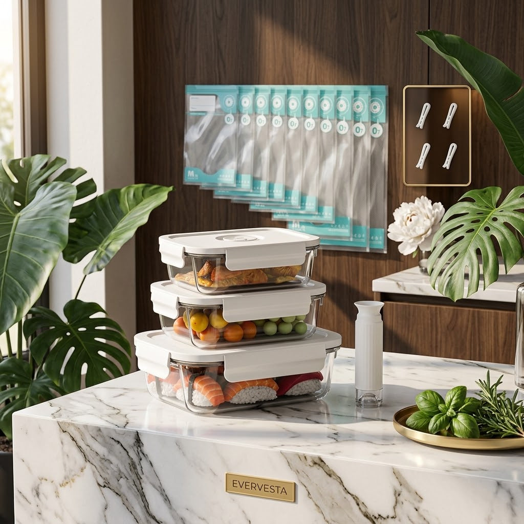 Vacuum Seal Glass Food Storage Containers with Sous Vide Bags