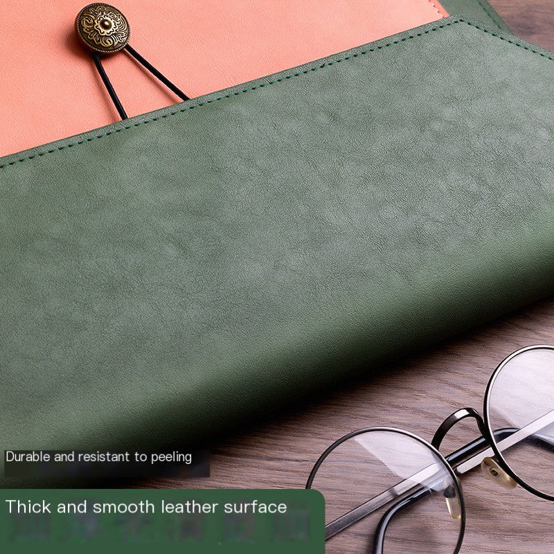 A4 PU Leather Document Bag, Three-Layer Storage, Button Closure