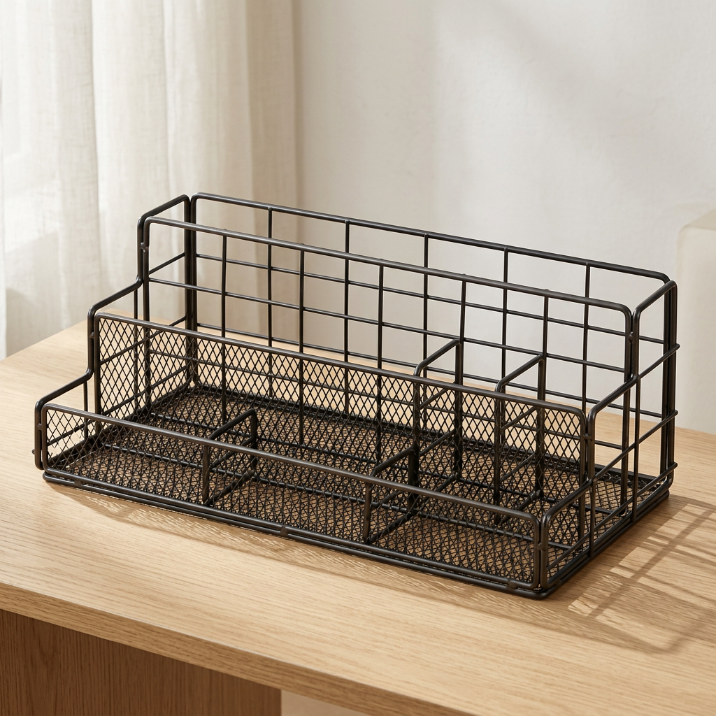 Wrought Iron Desktop Magazine and Letter Rack, 4 Finishes