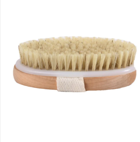 Wooden Bath Brush with Natural Bristles, Wet or Dry Use