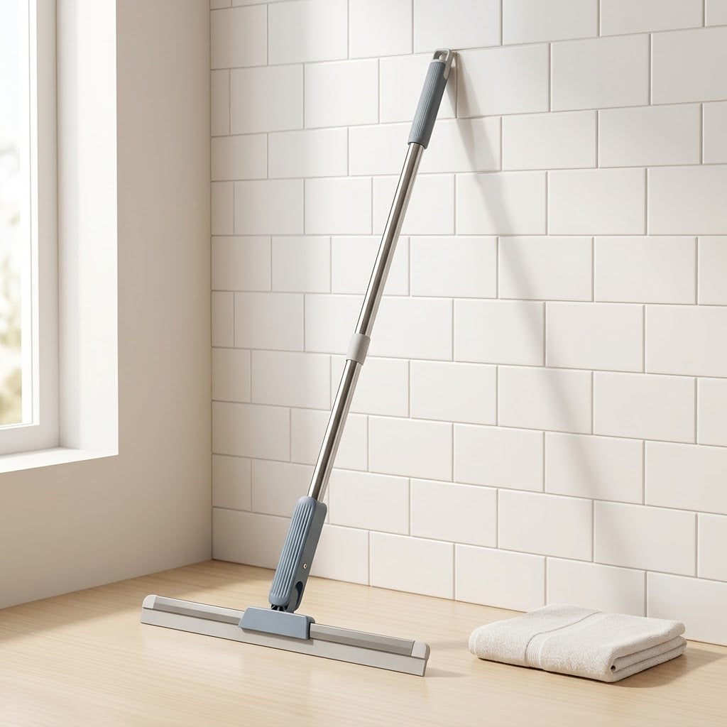 Silicone Squeegee Broom with 360° Head and Adjustable Pole
